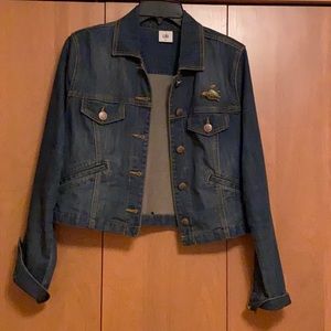 Waist length Jean Jacket with turtle pin